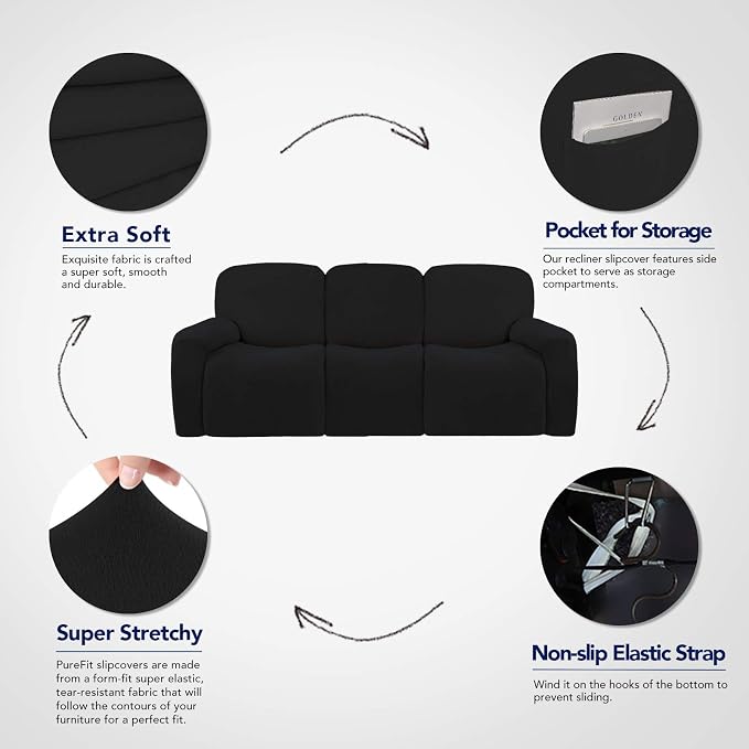 PureFit Super Stretch 3 Seats Recliner Sofa Couch Cover - Image 3