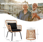 3 Piece Outdoor Wicker Furniture Bistro Set, Rattan Chairs Conversation Sets - Image 5