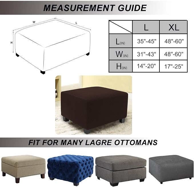 NeColorLife Stretch Ottoman Cover Square Soft Knitted Jacquard Washable Thick - Image 4
