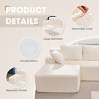 Hobestluk Modular Sectional Sofa Couches L-Shape Couch 3 Seat Modular Sofa - Image 7