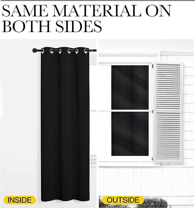 NICETOWN Halloween Pitch Black Solid Thermal Insulated Grommet Blackout - Image 7