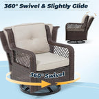 3 Pieces Patio Swivel Chairs, Wicker Patio Conversation Sets - Image 5