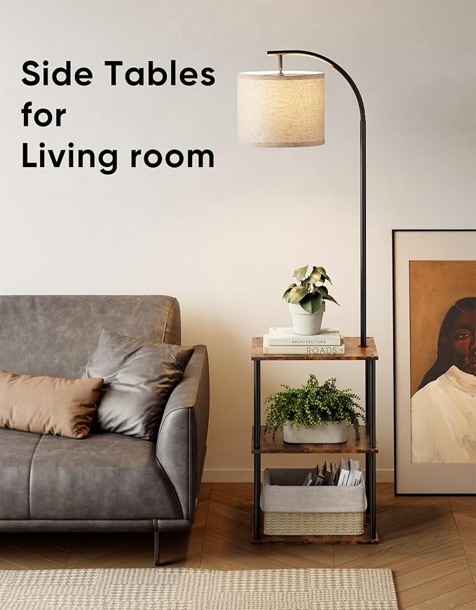 PARTPHONER Floor Lamp with Table, Night Stand with Lamp, Narrow Side Table with - Image 7