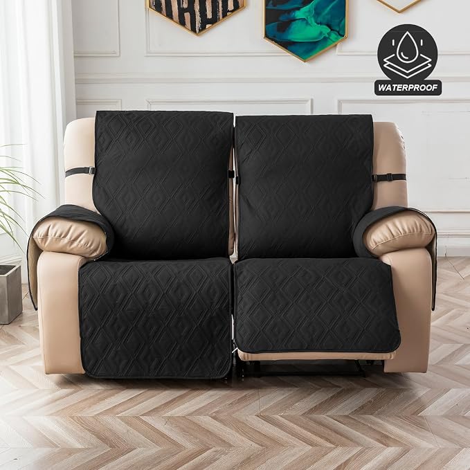 Genina Black Waterproof Loveseat Recliner Cover, Sofa Cover - Image 8