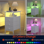 sthmec End Table with Charging Station, LED Side Tables with USB Ports and - Image 6
