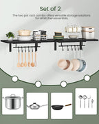 CHOEZON Wall-Mounted Pot Racks, Floating Shelves, Vintage Pot Hangers - Image 5