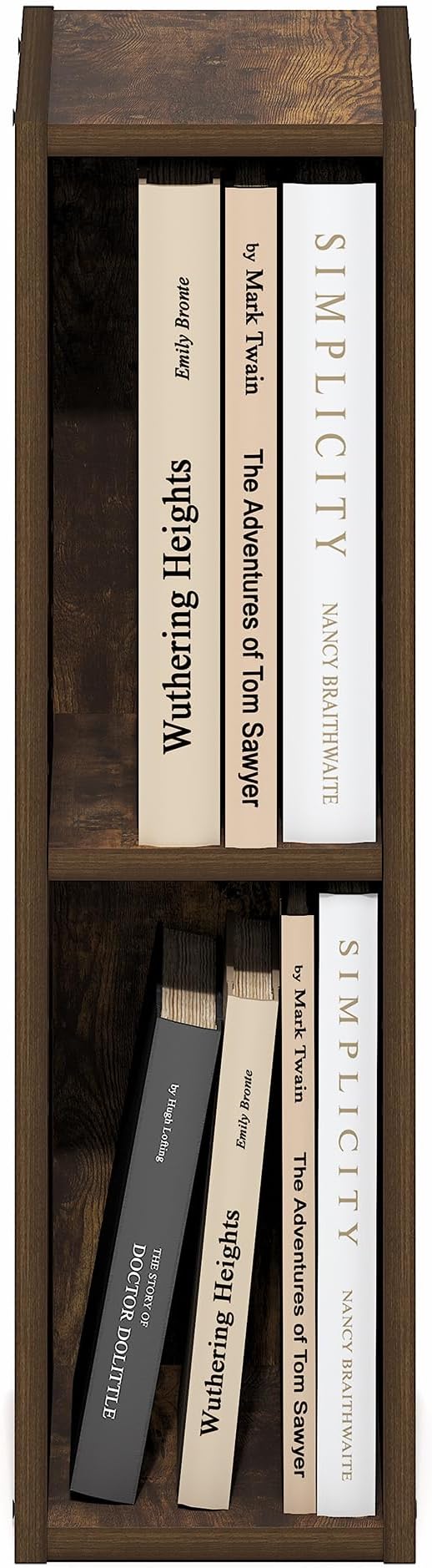 Furinno Fulda Book Shelf, 2-Tier Narrow Bookshelf, Bookcase - Image 5