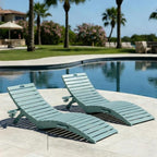 Folding HDPE Pool Lounge Chairs Set of 2, Pre-Assembled Outdoor Chaise Lounge by YourPerfectOutdoorEscape