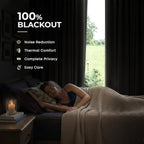 INOVADAY Linen Textured 100% Blackout Sliding Door Curtains 102x90 | Blush Pink - Image 2