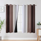 Brown and Greyish White Blackout Curtains 52Wx54L 2 Panels | Ombre Curtains by ESTELARTEXTILER