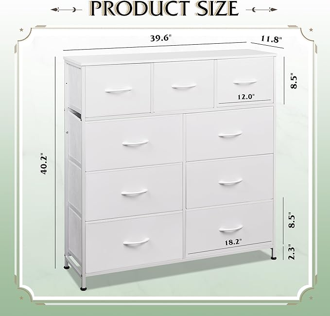 WLIVE 9-Drawer Dresser, Fabric Storage Tower - Image 3