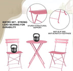 3-Piece Folding Bistro Set Outdoor Patio Furniture, Space-Saving Foldable - Image 8