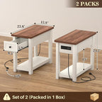 Narrow End Table Set of 2 with Charging Station - Image 3