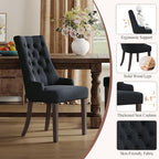 COLAMY Fabric Side Dining Chairs Set of 6, Wingback Upholstered Dining Room - Image 4