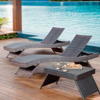 PE Rattan Adjustable Backrest Chaise Lounge Set 2 by Asifom