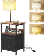 Fixwal Bedside Table with 3 Color Temperature Reading Light, Nightstand with by Fixwal