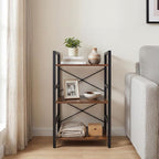Tangkula 3-Tier Industrial Bookshelf, 16.5" Width Wooden Open Bookcase - Image 4
