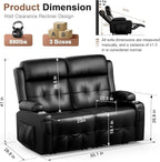 Reclining Loveseat, 55.1" RV PU Leather Wall Hugger Recliner Love Seats Sofa - Image 2