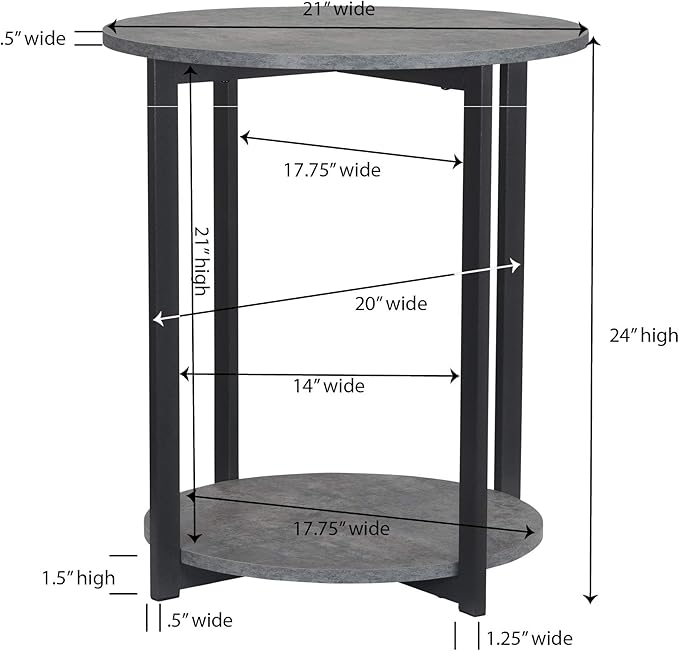 Household Essentials Jamestown Round Side End Table - Image 3