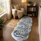 EasyJoy Faux Sheepskin Rug, 2 x 6 ft, Frosted Bottom Gray | Fluffy Faux Fur - Image 2