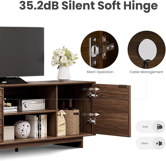 COLAMY TV Stand with Two Doors, Entertainment Center 59" with Adjustable - Image 4