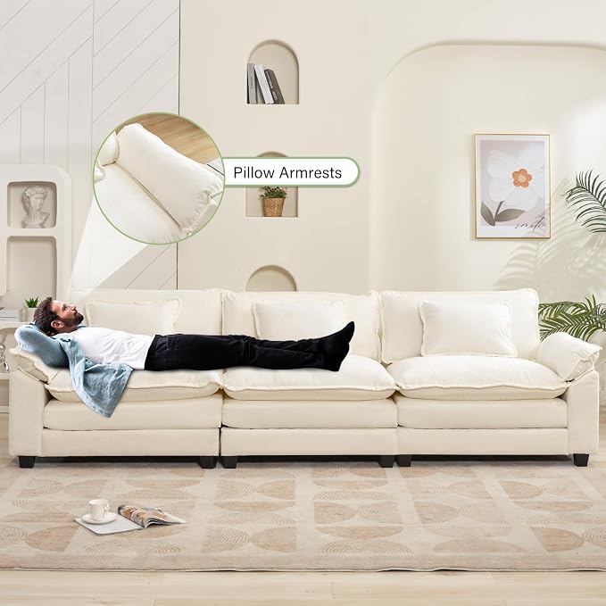 Oprisen 120" Modular Sectional Sofa, Comfy Cloud Couch Sectional Sofa, Chenille - Image 5