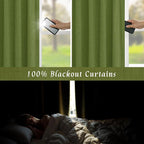 Sage Green 100% Blackout Linen Curtains 63 Inches - Image 4