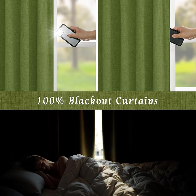 100% Blackout Linen Curtains 68 Inches - Image 4