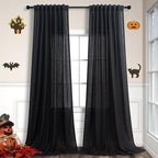 Black Linen Curtains 84 Inch Length by Pitalk
