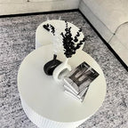 55.12'' White Round Nesting Coffee Table Set of 2, Modern Side End Table - Image 4