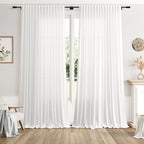 Off White Large Window Curtains Light Filtering Semi Sheer Privacy Linen by Nanspring