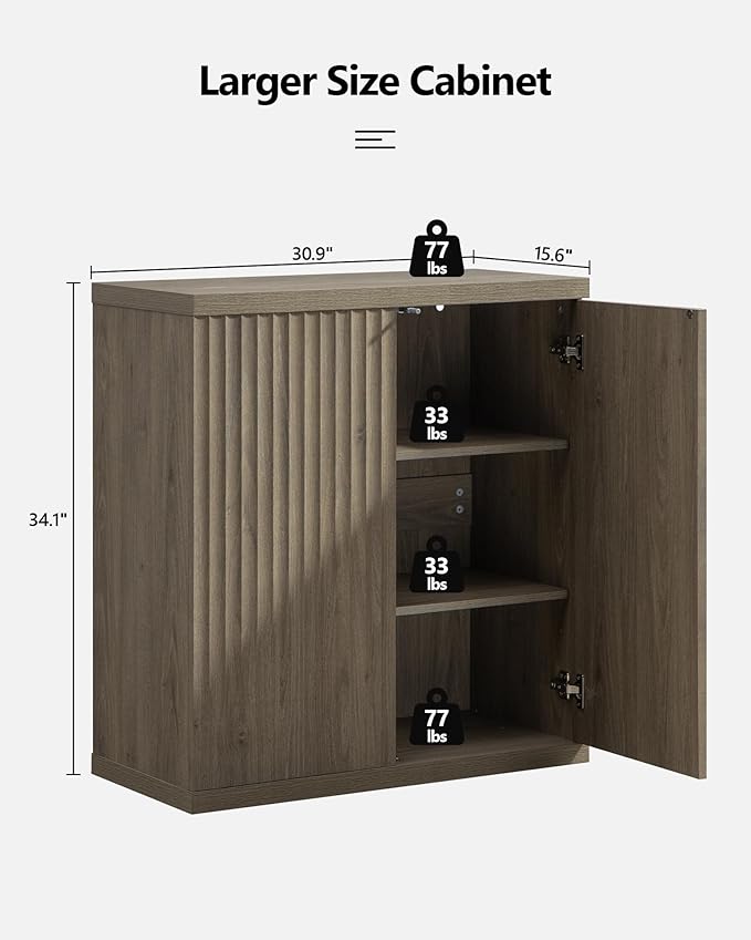 SICOTAS Buffet Cabinet with Storage Accent Sideboard Modern Credenza with Doors - Image 3