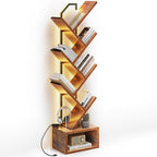 Casaottima Tree Bookshelf with LED Lights, 6-Tier Narrow Bookcase - Image 8