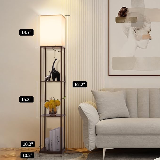 Gupuzm Floor Lamp with Shelves, Modern Square Standing Lamp with 3 Color - Image 4