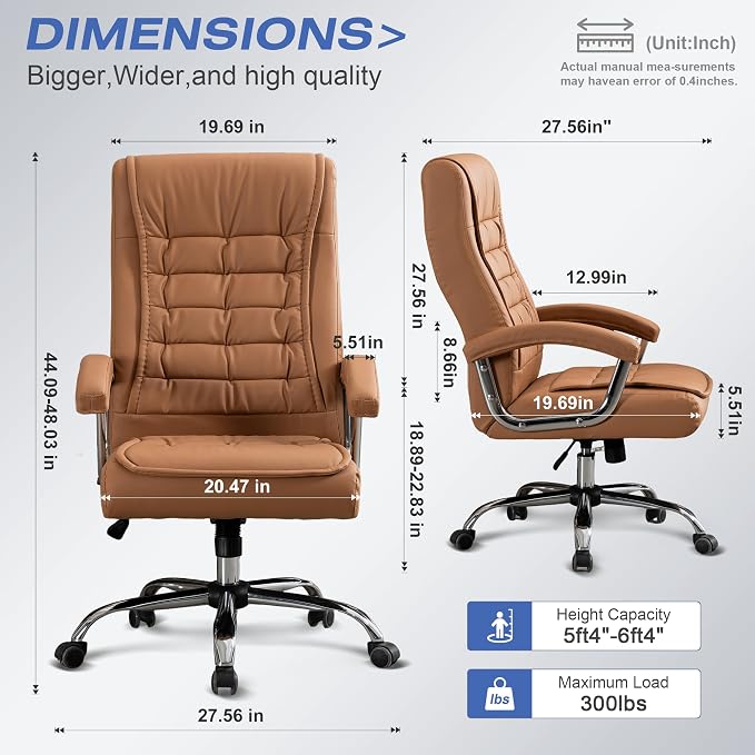 Executive Office Chair Adjustable Leather Chair High Back Swivel Office Desk - Image 3