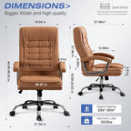 Executive Office Chair Adjustable Leather Chair High Back Swivel Office Desk - Image 3