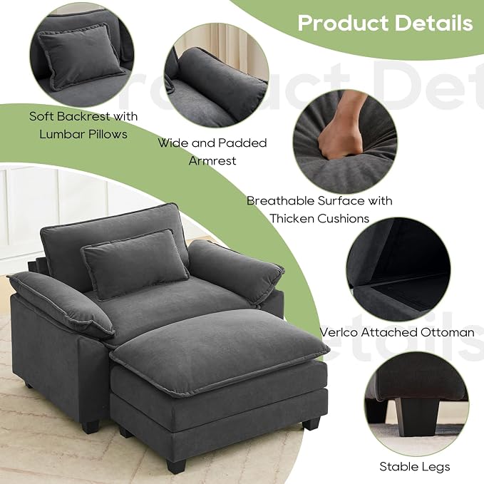 Oprisen 53" Modular Sectional Sofa, Comfy Cloud Couch Sectional Sofa - Image 6