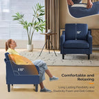 VINGLI Navy Blue Accent Chairs for Living Room, Line Comfy Upholstered Chair - Image 5