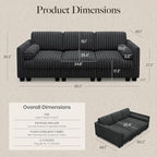 Belffin Plush Corduory Sectional Sleeper Sofa - Image 2