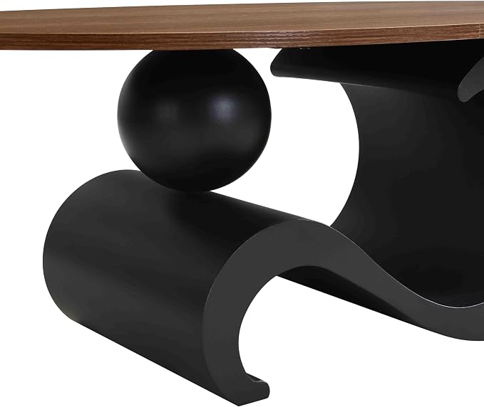 Modern Oval Coffee Table Set of 2, Wood Nesting Coffee Tables - Image 8