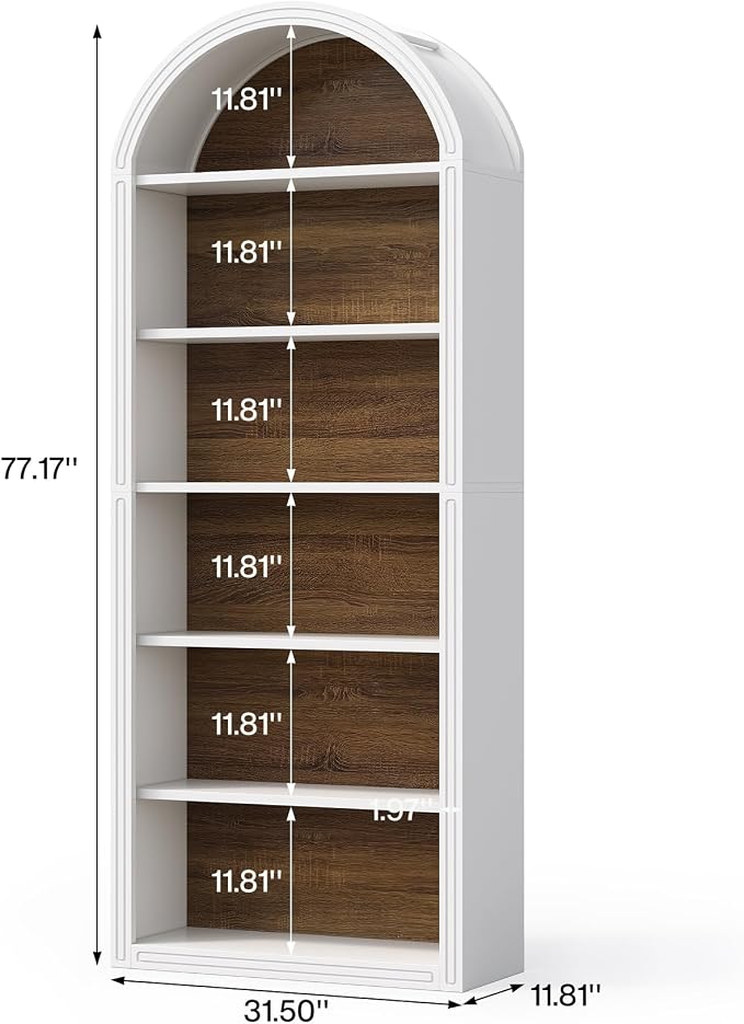 LITTLE TREE 6-Tier Bookcase, Large Freestanding Wooden Open Bookcase Bookshelf - Image 3
