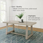 Plank+Beam 72 Inch Farmhouse Dining Table, Solid Wood Rustic Kitchen Table - Image 4