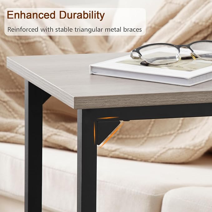 AMHANCIBLE C Shaped Side Table, End Tables Living Room Set of 2, Slide Under - Image 5