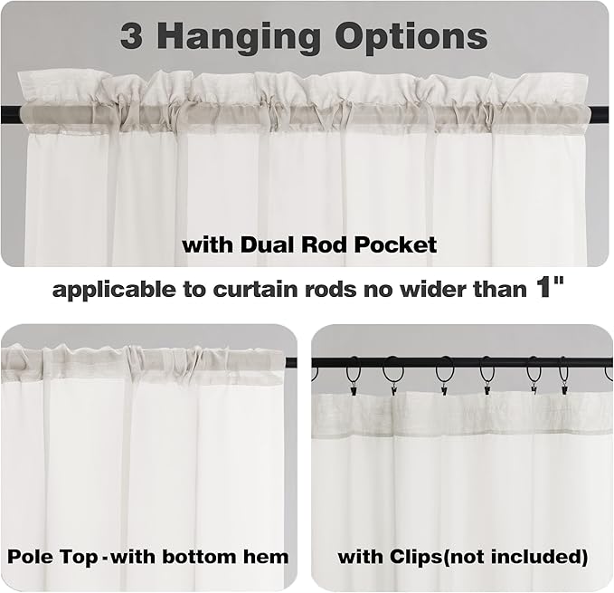 Chyhomenyc Ivory Sheer Curtains 96 Inch Length 2 Panels Set | Elegant, Light - Image 6