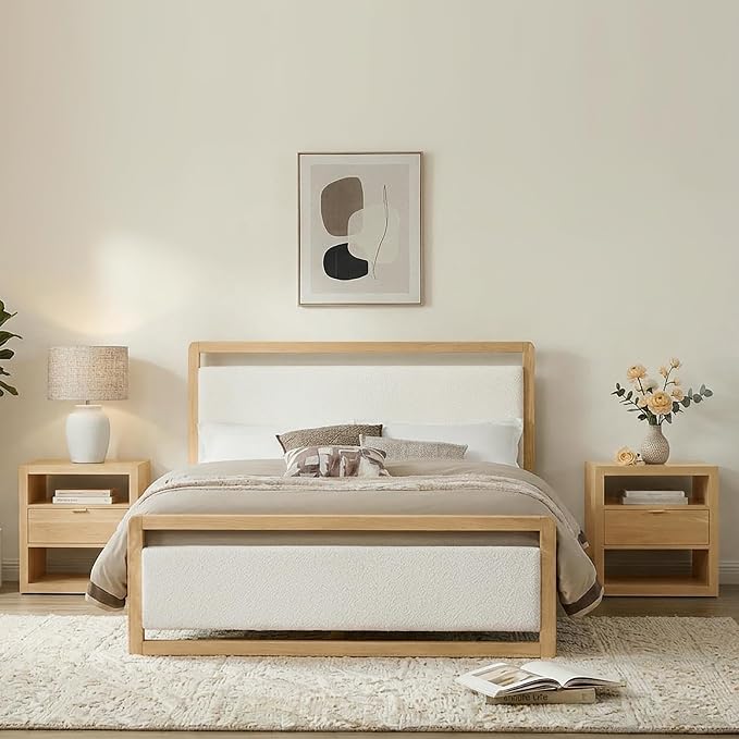 KISLOT 3 Pieces Bedroom Set, Wood Bed Frame by Kislot