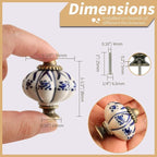 Ivory & Deep Blue Pumpkin Knobs 6 Pack Ceramic Cabinet Knobs Vintage Drawer - Image 4