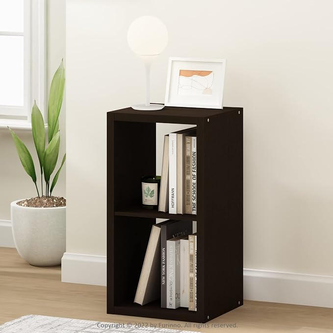 Furinno CUBICLE Book Shelf, 2-Cube Bookshelf, Extra Thick Frame Horizontally & - Image 2