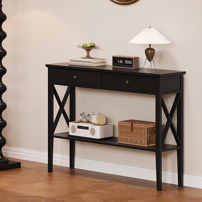 ChooChoo Console Table with Drawers, Narrow Wood Accent Sofa Table Entryway - Image 10