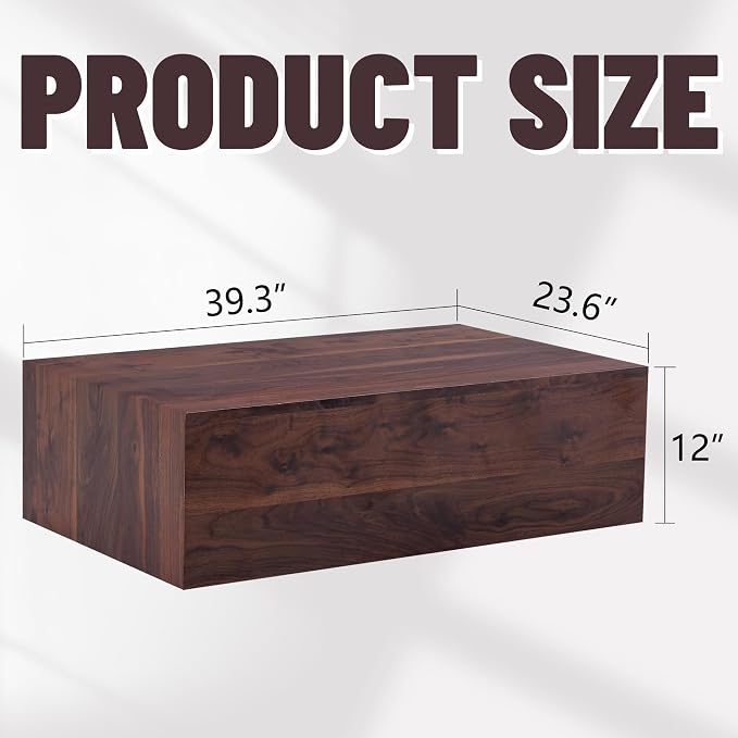 39.3'' Wood Coffee Table with Wood Grain, Rectangular Low Tables - Image 2