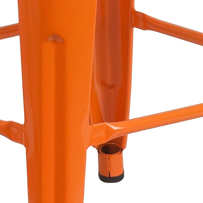 Flash Furniture Kai Commercial Grade 24" High Backless Orange Metal - Image 8